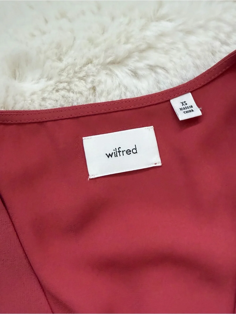 Wilfred Rose-Pink Smocked-Waist Long Sleeve Wrap Top